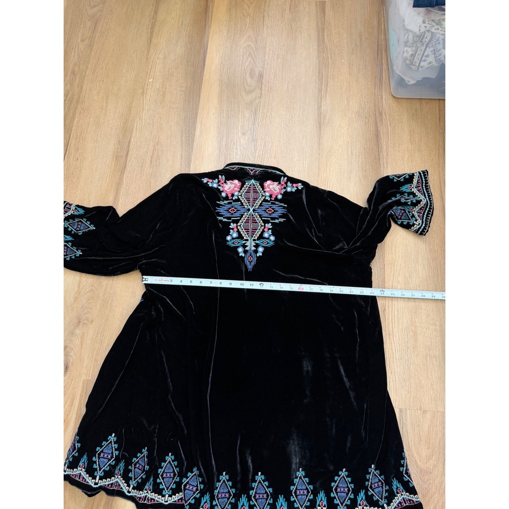 JW Los Angeles Johnny Was Black Velvet Embroidered Kimono cardigan silk XXL - Picture 8 of 8